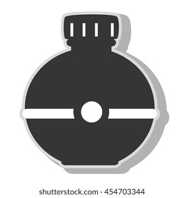 Water bottle object ,isolated black and white flat icon design