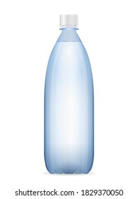 Botella de agua con fondo blanco. Ilustración vectorial.