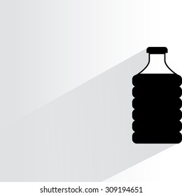 water bottle on white background, flat and shadow theme