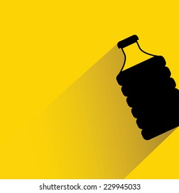 water bottle on yellow background, flat and shadow theme