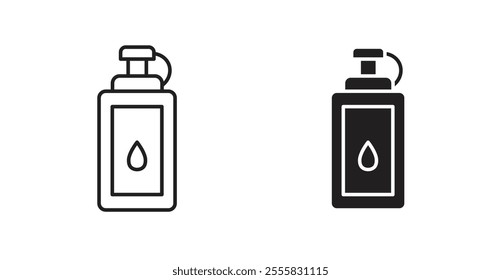 Water bottle outlined and solid icon vector collection.