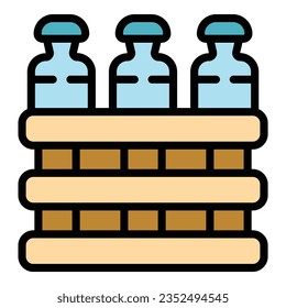 Vector de contorno de icono del paquete de botellas de agua. Servicio de entrega. Color plano de la oficina de la empresa