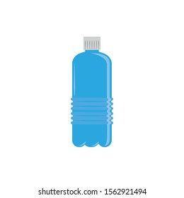 water bottle plastic flat icon blue vector illustration