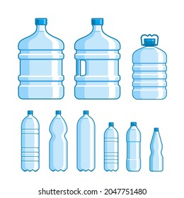 water bottle plastic gallon illustrations set collections