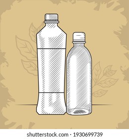 water bottle and plastic bottle, vector illustration