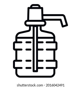 Wasserflasche mit Pumpensymbol. Outline-Wasserflasche mit Pumpe-Vektorsymbol für Webdesign einzeln auf weißem Hintergrund