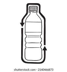 water bottle with recycling circle. Hand drawn illustration.