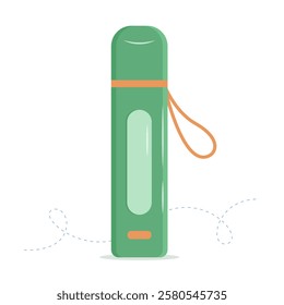 Water bottle, reusable eco-friendly tumbler for the gym or travel. Vacuum thermos. Eco friendly and go green style thermos Vector illustration