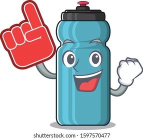 Water bottle Scroll mascot cartoon style with Foam finger