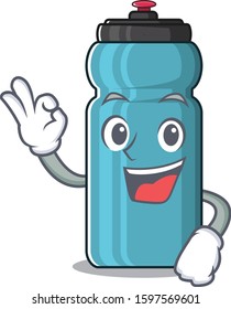 Water bottle Scroll mascot design making an Okay gesture