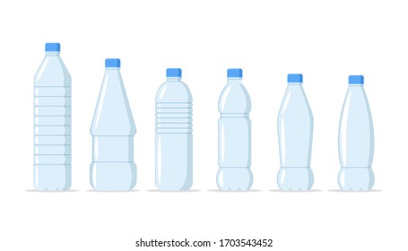 Water bottle set. Plastic bottle in different forms.