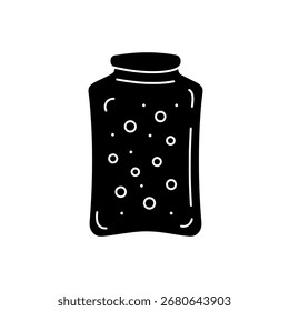 Water bottle silhouette with a pattern, vector icon of a reusable flask for hydration, sports, and travel.