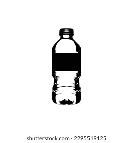 Water bottle silhouette, Vector Silhouettes of Black Plastic Bottles.