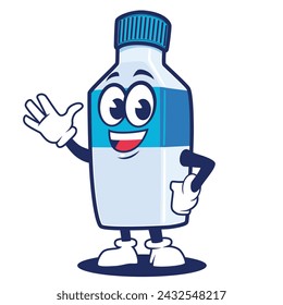 Botella de agua sonriente personaje de dibujos animados