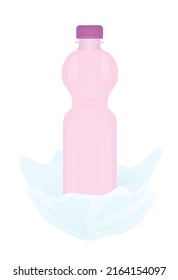 Water bottle in splash. vector