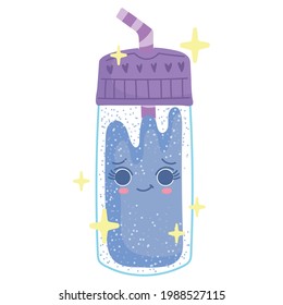 water bottle with straw cartoon