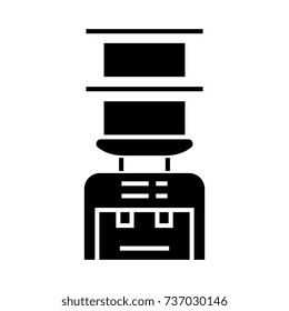 water bottle system - delivery of drinking water icon, vector illustration, black sign on isolated background