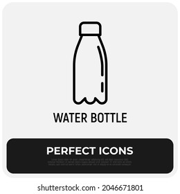 Icono de la línea delgada de la botella de agua. Producto promocional. Ilustración vectorial moderna.
