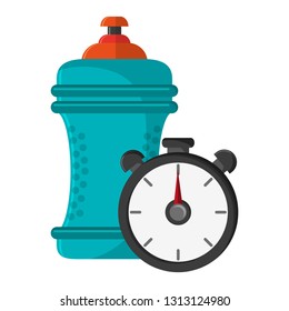 water bottle and timer clock