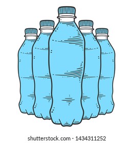 Water bottle. Vector concept in doodle and sketch style. Hand drawn illustration for printing on T-shirts, postcards. Icon and logo idea.