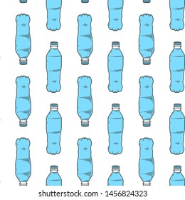 Water bottle. Vector concept in doodle and sketch style. Hand drawn illustration for printing on T-shirts, postcards. Seamless pattern for textile, paper wrap. Texture background.