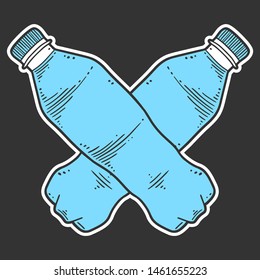 Water bottle. Vector concept in doodle and sketch style. Hand drawn illustration for printing on T-shirts, postcards. Icon and logo idea.