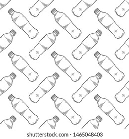 Water bottle. Vector concept in doodle and sketch style. Hand drawn illustration for printing on T-shirts, postcards. Seamless pattern for textile, paper wrap. Texture background.