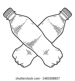 Water bottle. Vector concept in doodle and sketch style. Hand drawn illustration for printing on T-shirts, postcards. Icon and logo idea.