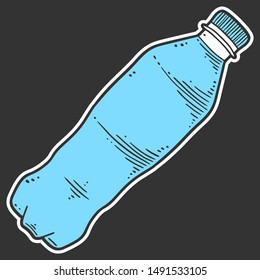 Water bottle. Vector concept in doodle and sketch style. Hand drawn illustration for printing on T-shirts, postcards. Icon and logo idea.
