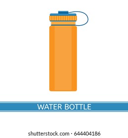 Water bottle vector icon for camping, sport, hiking, fishing, outdoor activities. Isolated on white background, flat style.