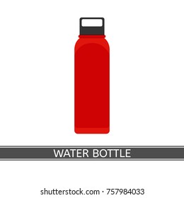 Water bottle vector icon for camping, sport, hiking, fishing, outdoor activities. Isolated on white background, flat style.