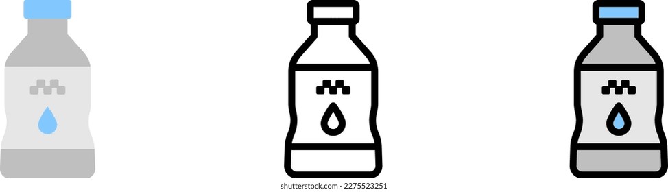 Agua, icono del vector de botellas en diferentes estilos. Línea, color, contorno relleno