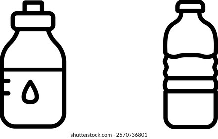 "Water Bottle Vector Icon Set: Hydration and Eco-Friendly Designs for Fitness, Travel, and Everyday Use"