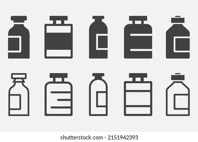 Water bottle vector icons on white background