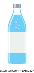 Water bottle vector illustration. Glass bottle with sparklin water.