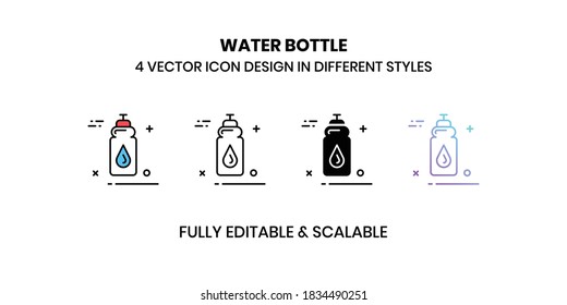 Water Bottle Vector illustration icons in different style
