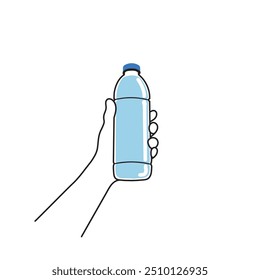 Ilustración vectorial de botella de agua, Vector de Imagen de botella de plástico, Vector de ilustración de botella de agua, Imagen de arte de línea de botella.