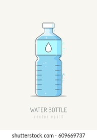 Water Bottle Vector Illustration In Scribble Line Art Style With Pastel Colors