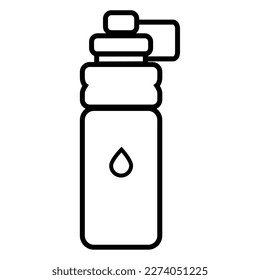 Ilustración del icono de la línea del vector de botella de agua. Objetos de bebida concepto de diseño de iconos, botella de gimnasio, botella de agua de la escuela, agua potable, matraz de fitness, botella de agua deportiva 