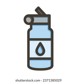 Water Bottle Vector Thick Line Filled Colors Icon For Personal And Commercial Use.
