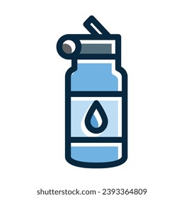 Water Bottle Vector Thick Line Filled Dark Colors Icons For Personal And Commercial Use.
