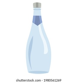 Water bottle for your design and logo. A healthy drink. Blank nondisclosure label. Glass or plastic bottle, transparent. Vector isolated illustration in flat style.