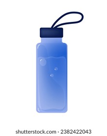 Water Bottles 3d. Concept detox drink, drinking water in a  glass bottle. Reusable sport bottle with lemon and herbs. Water balance. Vector 3d cartoo illustration