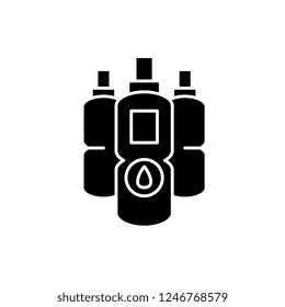 Water bottles black icon, vector sign on isolated background. Water bottles concept symbol, illustration 