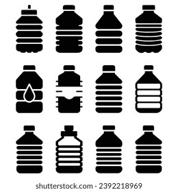 Wasserflaschen - Symbolsammlung, Vektorgrafik einzeln auf weißem Hintergrund