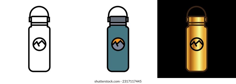 Icono de botellas de agua, un ícono que representa botellas de agua, simboliza la hidratación, opciones ecológicas y actividades al aire libre.