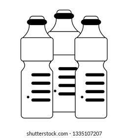Water bottles isolated in black and white