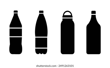 Water bottles vector icons set
