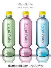Water bottles Vector realistic design. Product packaging mock up illustration