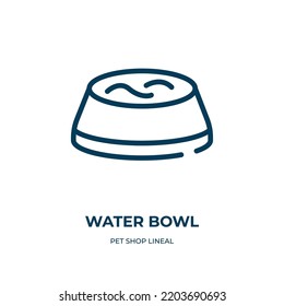 Water Bowl Icon. Linear Vector Illustration From Pet Shop Lineal Collection. Outline Water Bowl Icon Vector. Thin Line Symbol For Use On Web And Mobile Apps, Logo, Print Media.